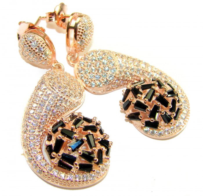 Giovanna - Authentic 22.5 carat Sapphire 18K Rose Gold over .925 Sterling Silver handcrafted earrings