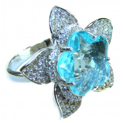 Divine Beauty 12.5 carat Aquamarine .925 Sterling Silver Handcrafted ring size 7