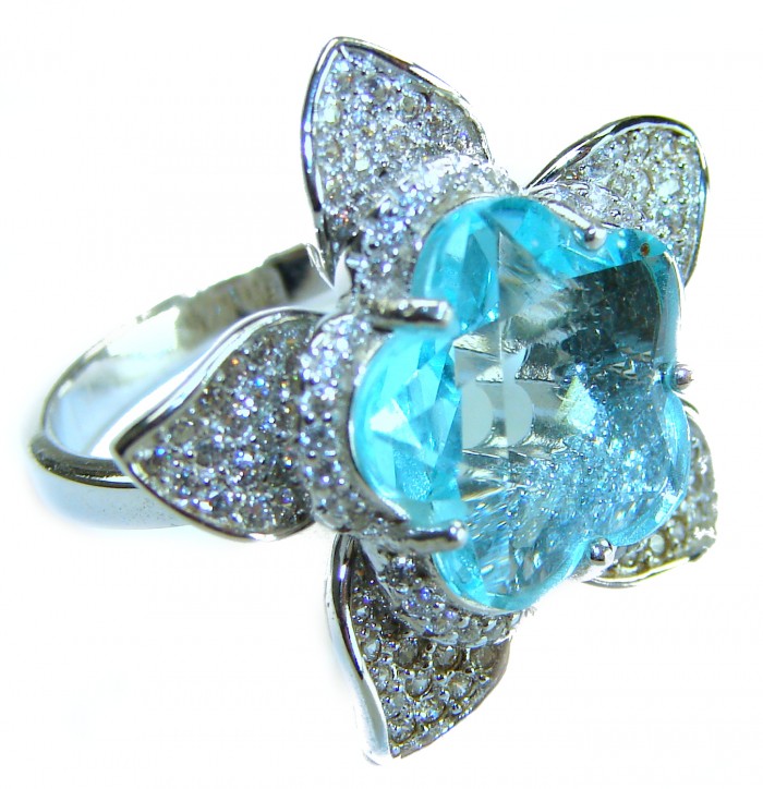 Divine Beauty 12.5 carat Aquamarine .925 Sterling Silver Handcrafted ring size 7
