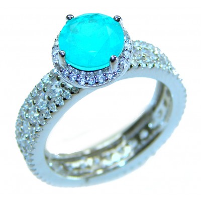 Vintage style - Timless Beauty 6.5 carat Emerald .925 Sterling Silver handcrafted Statement ring size 7