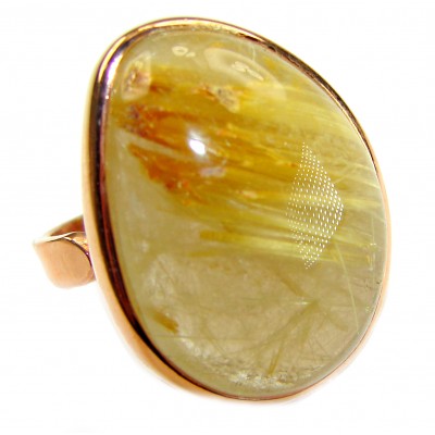 Best quality Golden Rutilated Quartz 14K Gold over .925 Sterling Silver handcrafted Ring Size 7 adjustable