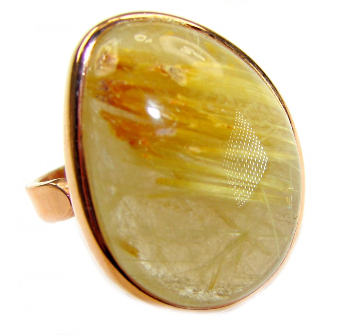 Best quality Golden Rutilated Quartz 14K Gold over .925 Sterling Silver handcrafted Ring Size 7 adjustable