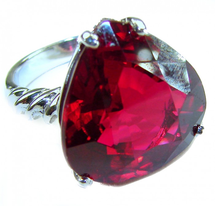Bella Rosa Genuine 29.8 CARAT Ruby .925 Sterling Silver Large Statement Ring size 6