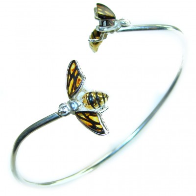 Golden Bees Genuine Baltic Amber .925 Sterling Silver handamde Bracelet