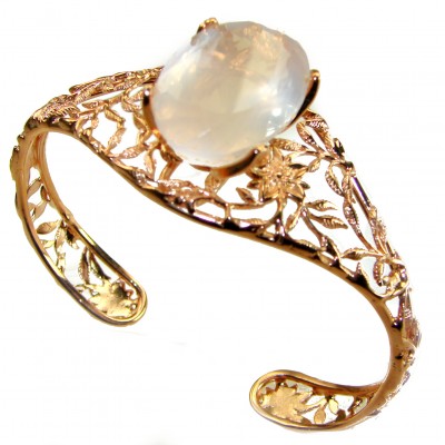 Vintage Beauty Genuine 30.2carat Brazilian Rose Quartz Rose quartz 18K Rose Gold over .925 Sterling Silver handcrafted Bracelet / Cuff