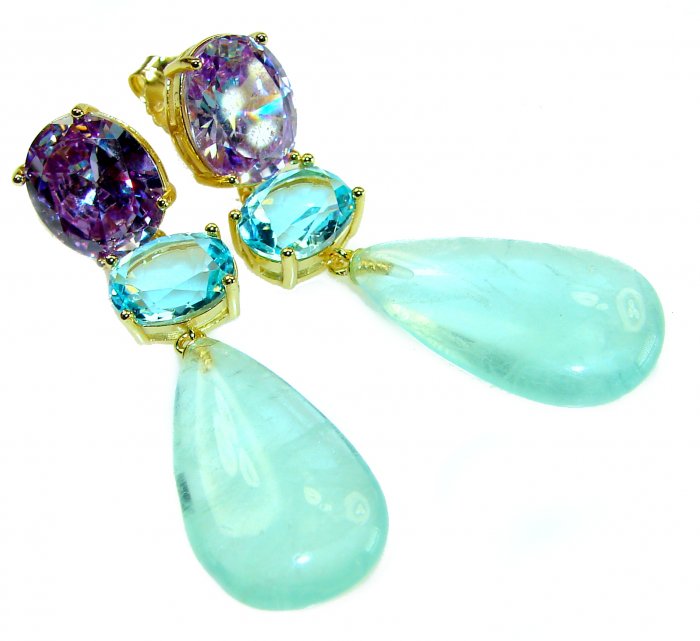 Dolce Vita authentic 29.5 carat authentic Apatite .925 Sterling Silver handcrafted Statement earrings - video