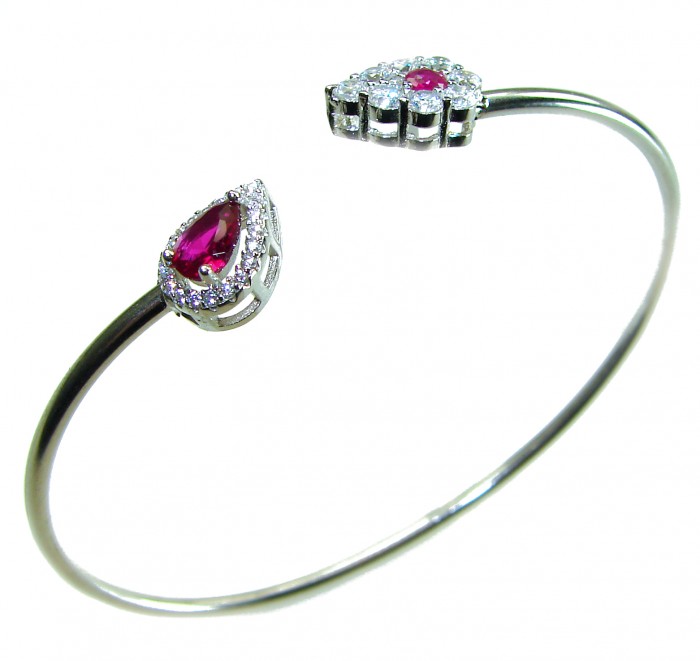 Giovanna 7.2 carat Mozambique Ruby .925 Sterling Silver .925 Sterling Silver dipped in rhodium Statement Bracelet