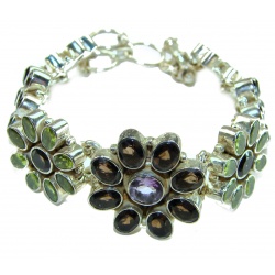 Lavishly Abundant - Huge Spectacular 175.9 carat authentic Amethyst Peridot .925 Sterling Silver handmade Bracelet