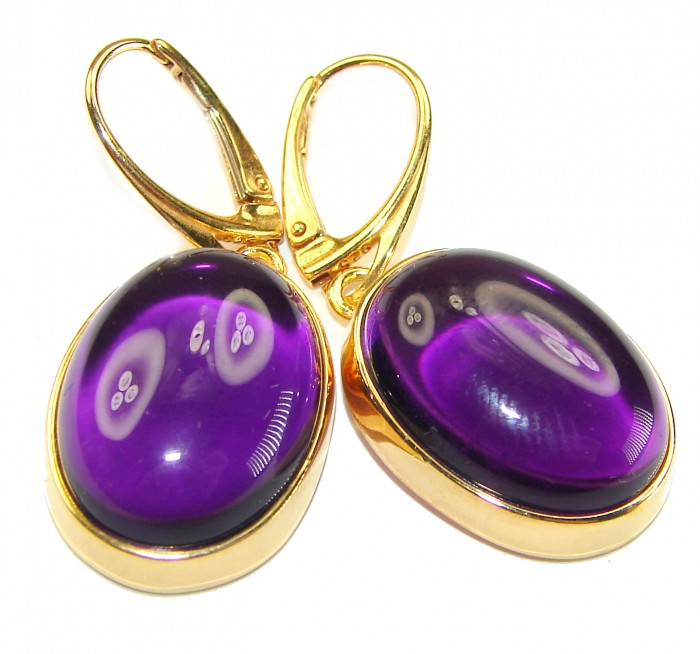 Lavender Beauty authentic 16.2 carat Amethyst 14K Gold over .925 Sterling Silver handcrafted earrings