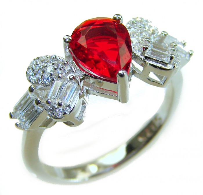 Natural 4.5 carat Ruby .925 Sterling Silver handmade Statement Ring size 6 1/4