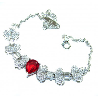 Art Deco - Crimson Royalty 4.2 carat Ruby .925 Sterling Silver .925 Sterling Silver Statement Bracelet