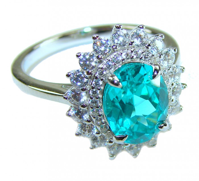Eau Pure 6.5 carat Paraiba Tourmaline .925 Sterling Silver Handcrafted Ring size 6 1/4