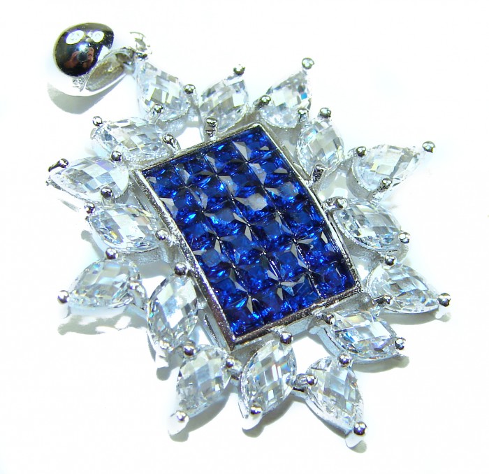 Art Deco - Precious Sapphire - authentic 12.2 carat Sapphire .925 Sterling Silver Eternity handcrafted PENDANT