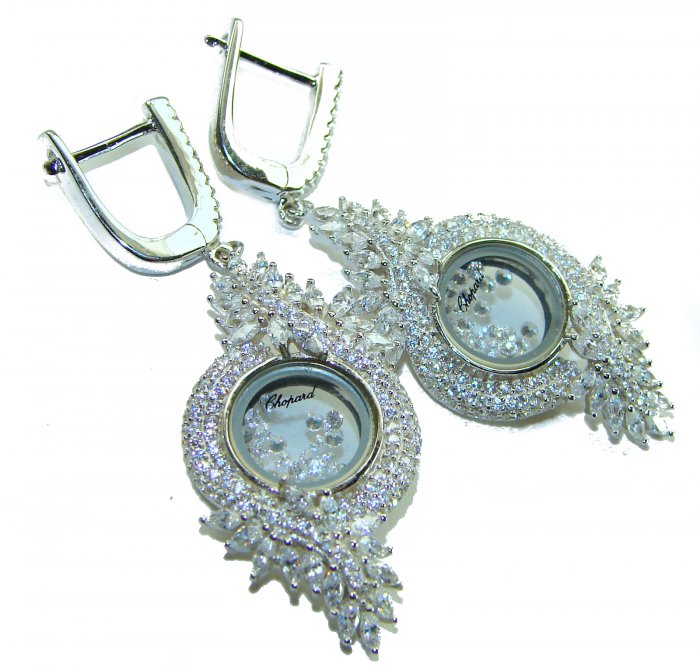 Floating Memories 11.5 carat White Topaz .925 Sterling Silver Handcrafted Statement earrings - video