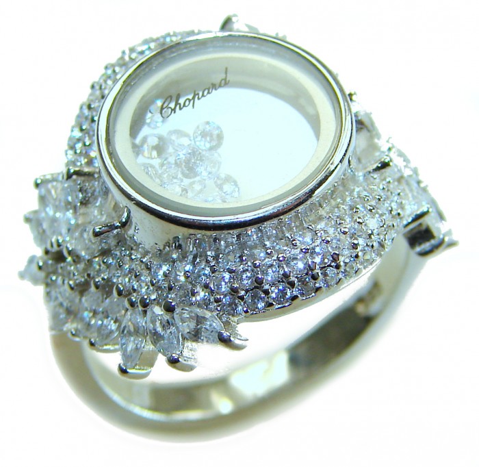 Floating Memories 12.5 carat White Topaz .925 Sterling Silver Handcrafted Ring size 6 1/4