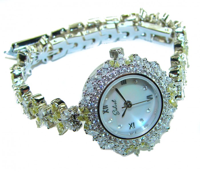 Precious 108.8 carat natural Peridot White Topaz .925 Sterling Silver handmade Bracelet - Watch