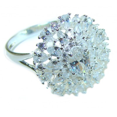 Art Deco 11.2 carat White Topaz .925 Silver handcrafted Cocktail Ring s. 9