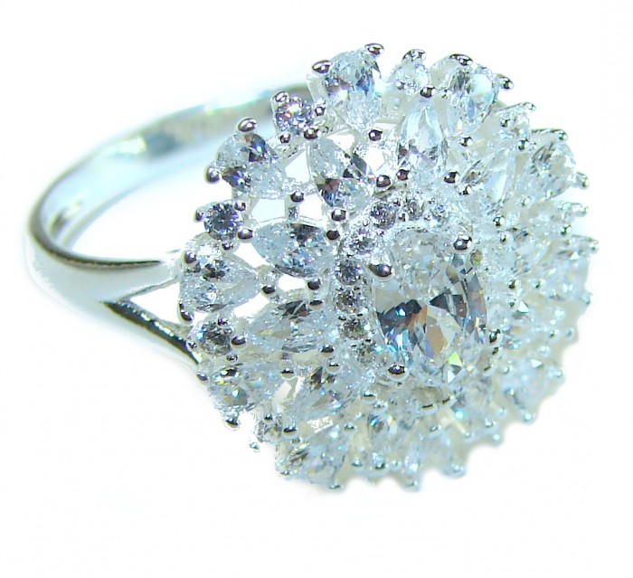 Art Deco 11.2 carat White Topaz .925 Silver handcrafted Cocktail Ring s. 9