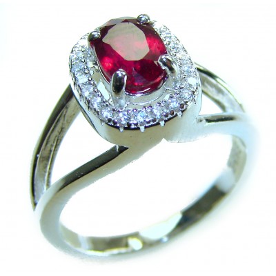 Natural 2.5 carat Ruby .925 Sterling Silver handmade Statement Ring size 6