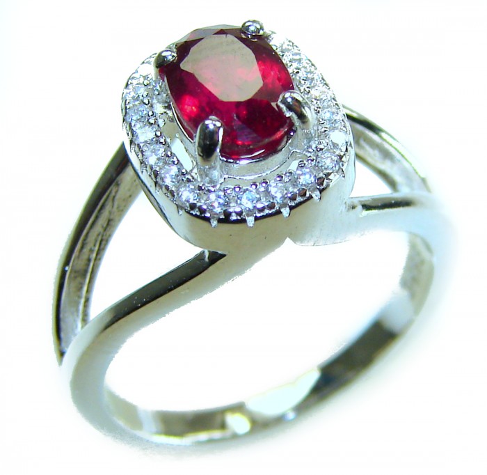 Natural 2.5 carat Ruby .925 Sterling Silver handmade Statement Ring size 6