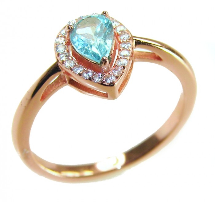 1.8 carat AQUAMARINE .925 Sterling Silver dipped in 18K Rose Gold Perfectly handcrafted Ring s. 6