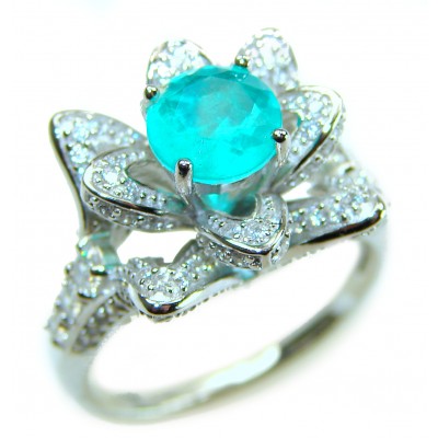 Gabriella - Luxurious 3.6 carat Emerald .925 Sterling Silver handcrafted Cocktail Ring s. 6 1/2