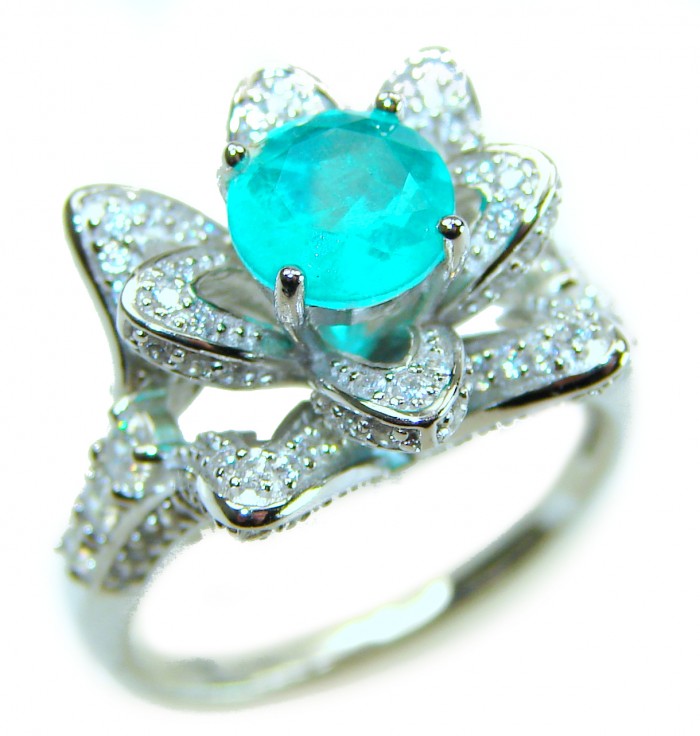 Gabriella - Luxurious 3.6 carat Emerald .925 Sterling Silver handcrafted Cocktail Ring s. 6 1/2