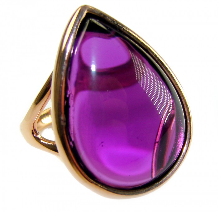 Purple Royalty 25.5 carat Amethyst .925 Sterling Silver dipped in 18K Gold over Handcrafted Ring size 8 1/4