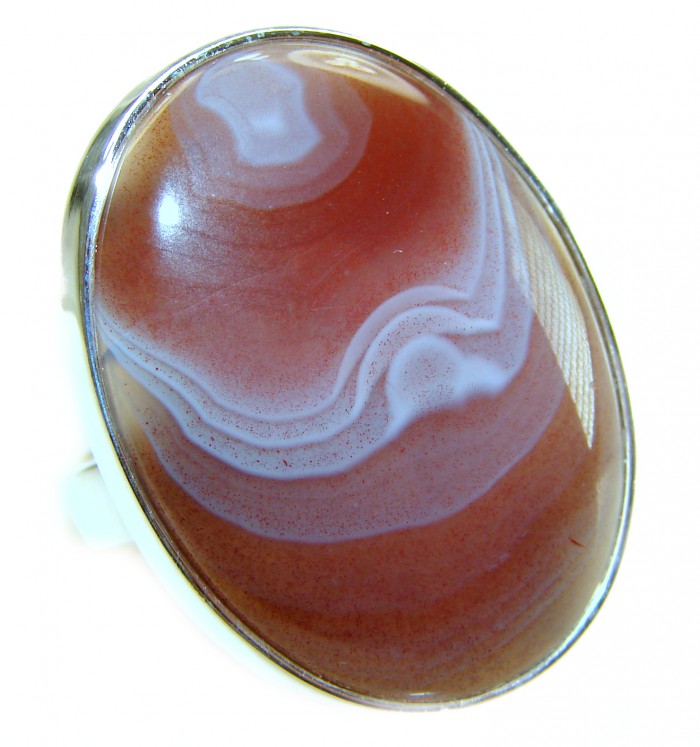 Change - Top Quality Botswana Agate .925 Sterling Silver handcrafted Ring s. 7 adjustable