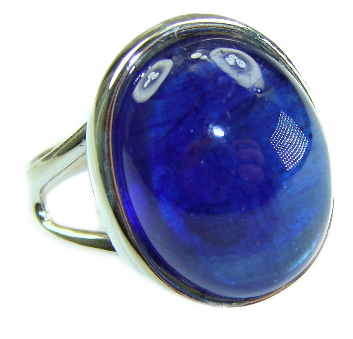 Precious Sapphire - authentic 25.2 carat Sapphire .925 Sterling Silver Eternity Ring size 9
