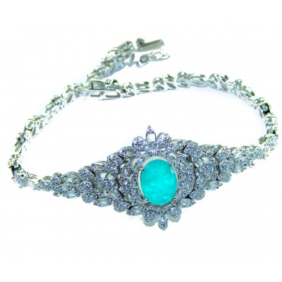 Gabriella 10.2 carat authentic Emerald rhodium over .925 Sterling Silver handcrafted Statement bracelet