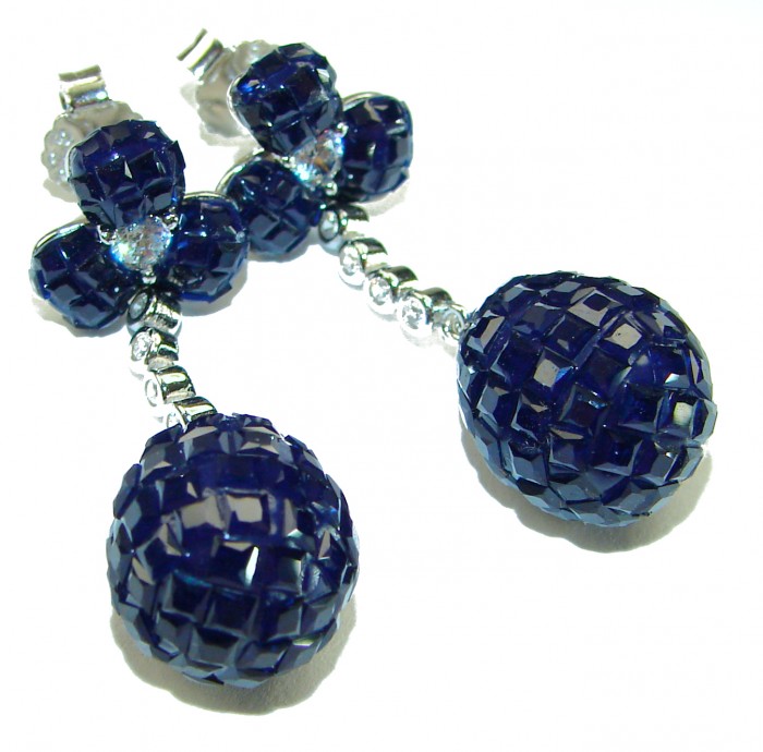 Giovanna - Authentic 21.9 carat Sapphire .925 Sterling Silver handcrafted earrings