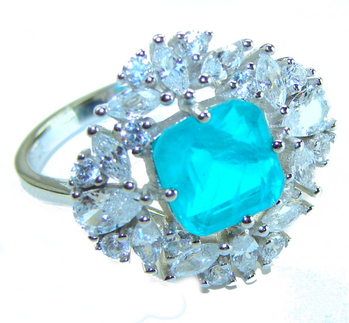 Vintage style - 4.5 carat Emerald .925 Sterling Silver handcrafted Statement ring size 7 1/2