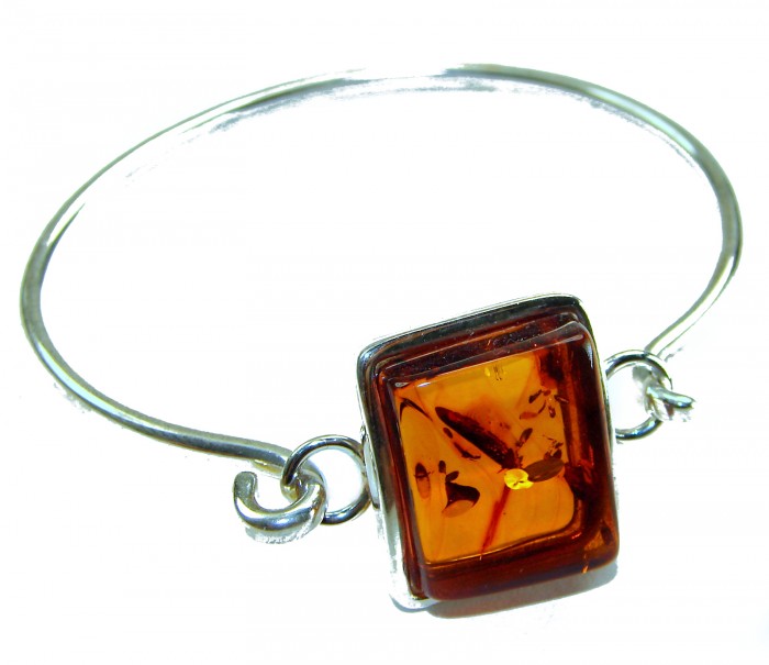 Genuine Baltic Amber .925 Sterling Silver handamde Bracelet / Cuff