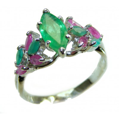 Gabriella - Luxurious 9.5 carat Emerald .925 Sterling Silver handcrafted Cocktail Ring s. 8