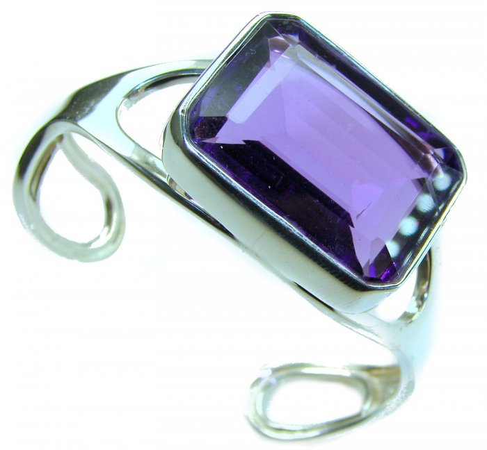 Real Treasure - Genuine 55.6 CARAT Amethyst REAL .925 Sterling Silver handcrafted Bracelet / Cuff - video