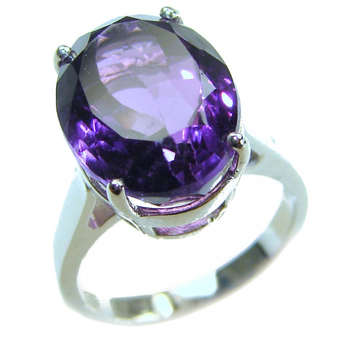 Odyssey 9.5 carat natural Purple Amethyst .925 Sterling Silver Handcrafted Ring size 6