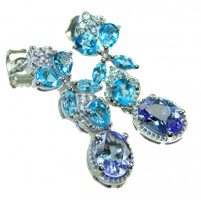9.5 carat Swiss Alexandrite Blue Topaz .925 Sterling Silver Handcrafted Earrings