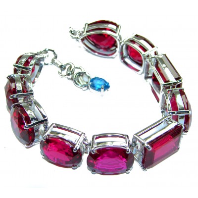 Bella Rosa - Magnificent 235.3 carat Red Ruby .925 Sterling Silver handcrafted Heavy Bracelet