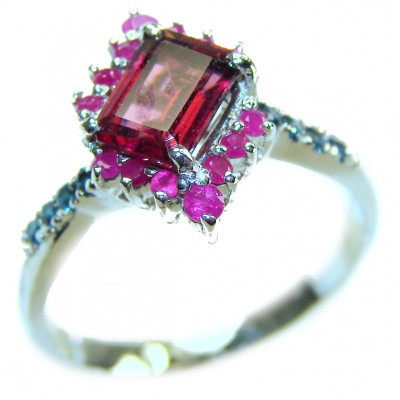 Natural 3.9 carat Ruby .925 Sterling Silver handmade Statement Ring size 7