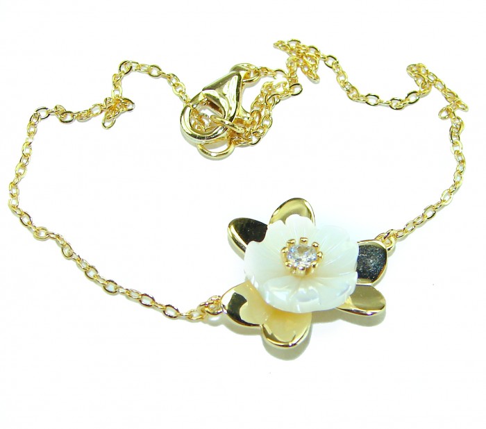 Floral design Blister Pearl 14K Gold over .925 Silver handmade Bracelet
