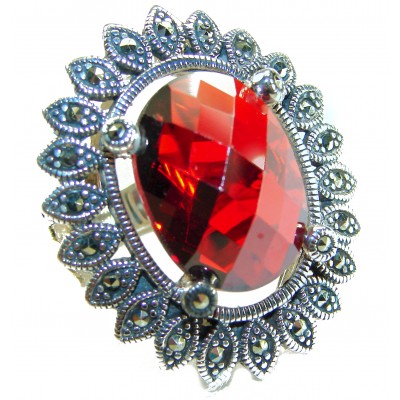 Real Beauty Natural 18.9 carat Ruby .925 Sterling Silver handmade Statement Ring size 7
