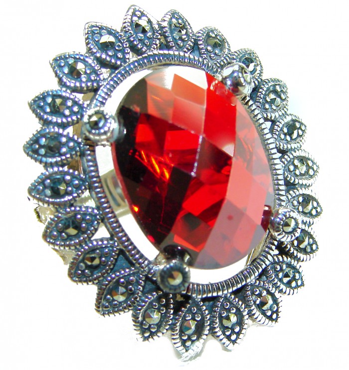 Real Beauty Natural 18.9 carat Ruby .925 Sterling Silver handmade Statement Ring size 7