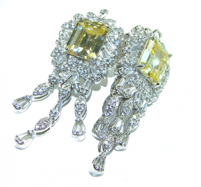 Vintage Beauty Authentic 22.5 carat Brazilian Citrine .925 Sterling Silver handcrafted earrings