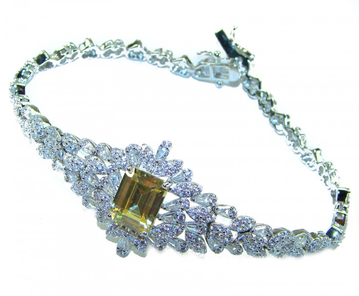 Vintage Beauty Authentic 44.5 carat Brazilian Citrine .925 Sterling Silver handcrafted Bracelet