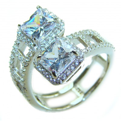 Pure Celestial Energy Natural 12.4 carat White Topaz .925 Sterling Silver handmade Statement Ring size 8