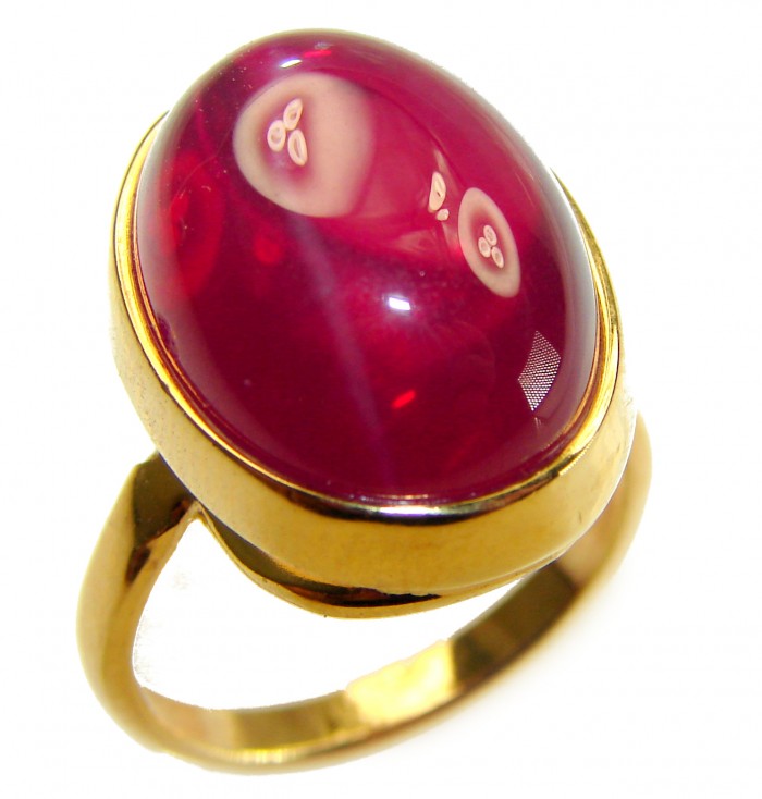 Bella Rosa Genuine 10.5 CARAT Ruby .925 Sterling Silver dipped in 22K Gold Statement Ring size 7