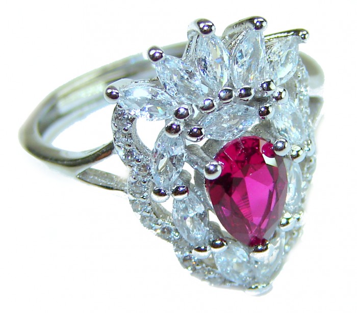 Real Beauty Natural 10.9 carat Ruby .925 Sterling Silver handmade Statement Ring size 7
