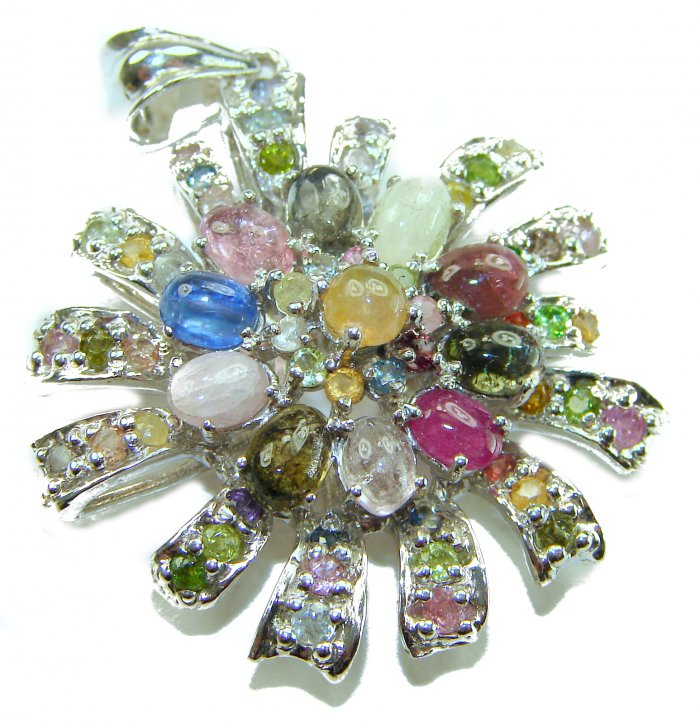 Brazilian Beauty 25.5ctw emerald cut Brazilian Tourmaline .925 Sterling Silver handmade Pendant - video