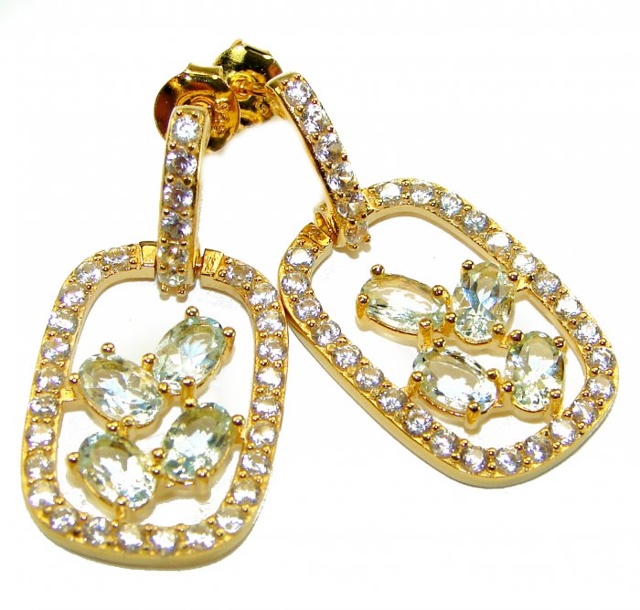 Splendid 10.5 carat Whuet Topaz .925 Sterling Silver dipped in real 18K Gold Handcrafted Earrings - video